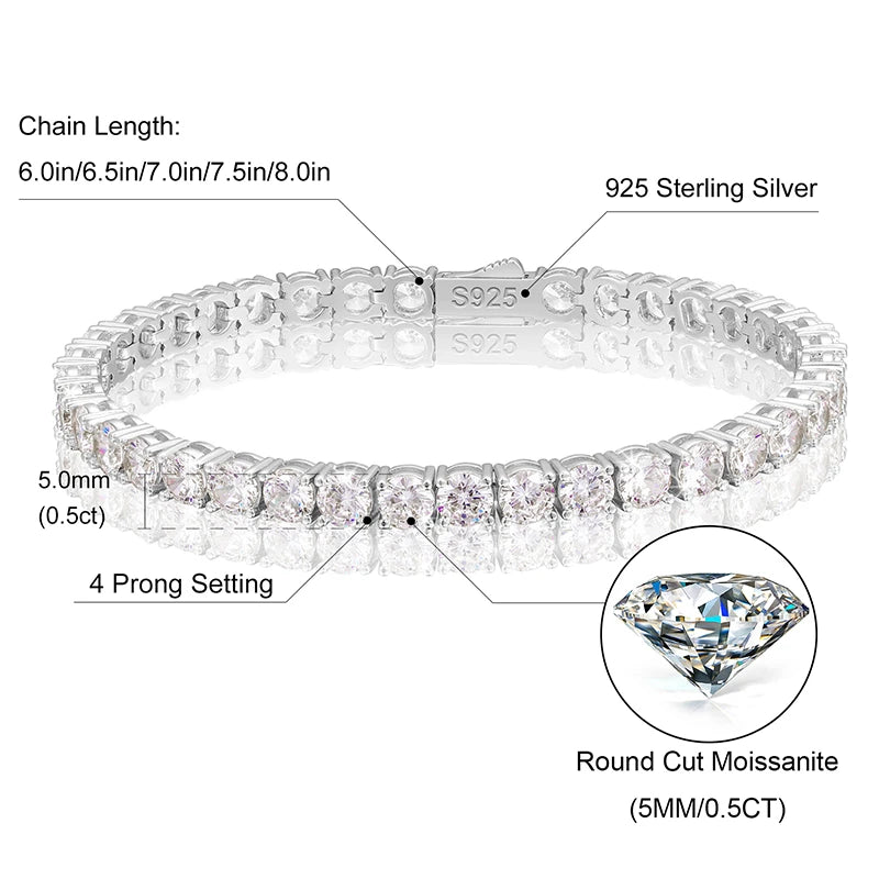 Diamond Tennis Bracelet 18k White Gold Moissanite