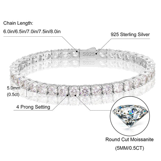 Diamond Tennis Bracelet 18k White Gold Moissanite