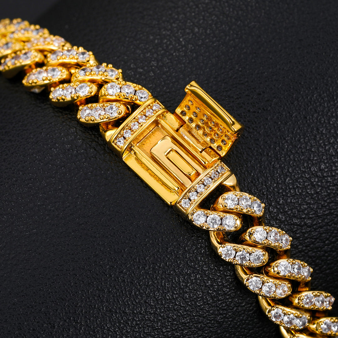 Moissanite Diamond Cuban Bracelet 18k Gold