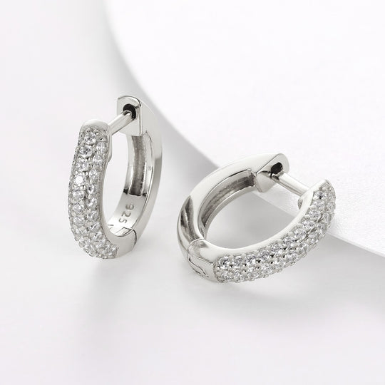 Diamond Moissanite Hoop Earrings S925
