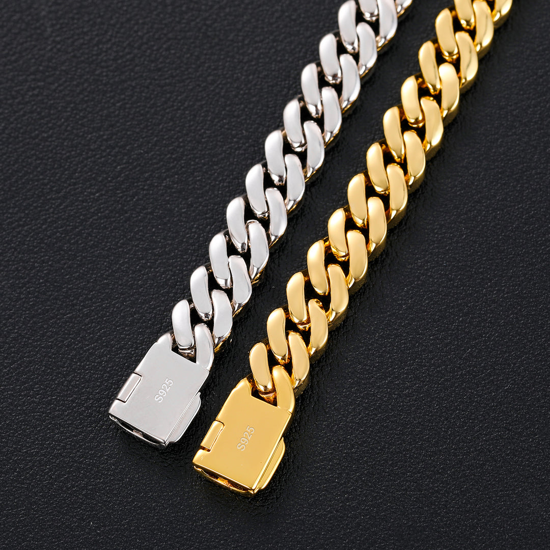 Moissanite Diamond Cuban Bracelet 18k Gold