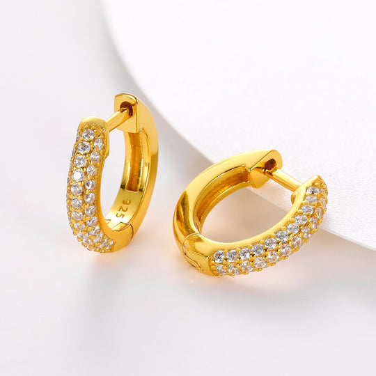 Diamond Gold Moissanite Hoop Earrings S925