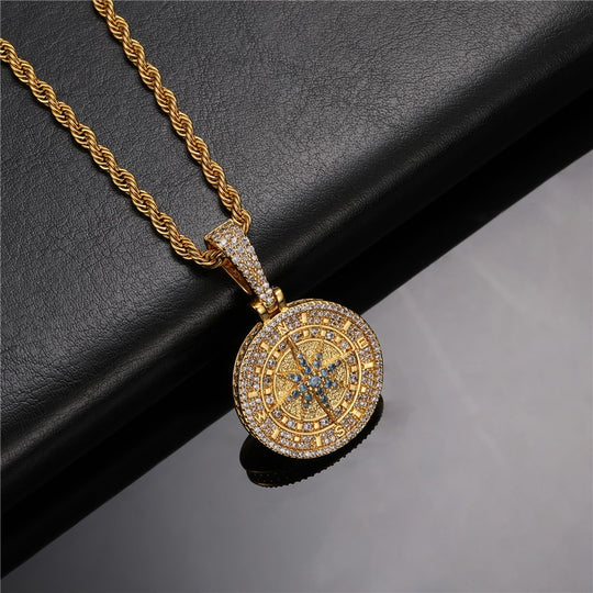 Diamond Compass Pendant 18k Gold