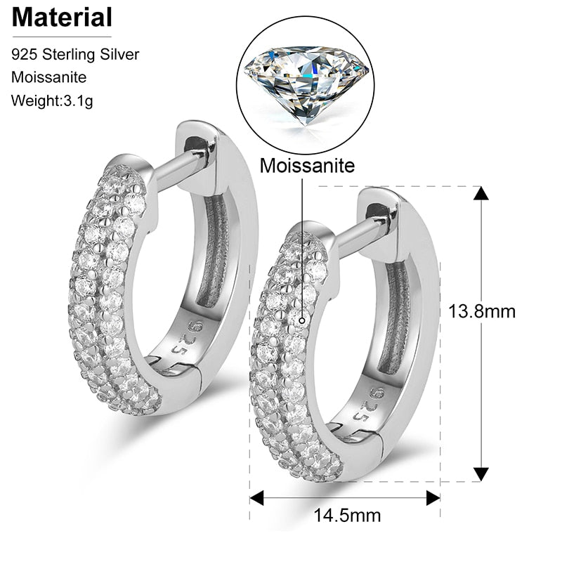 Diamond Moissanite Hoop Earrings S925