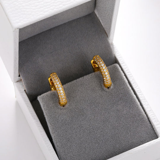 Diamond Gold Moissanite Hoop Earrings S925