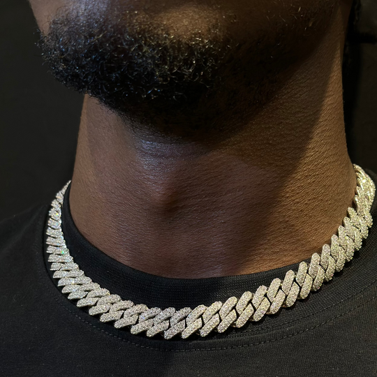 14mm Diamond Cuban Chain 18k White Gold