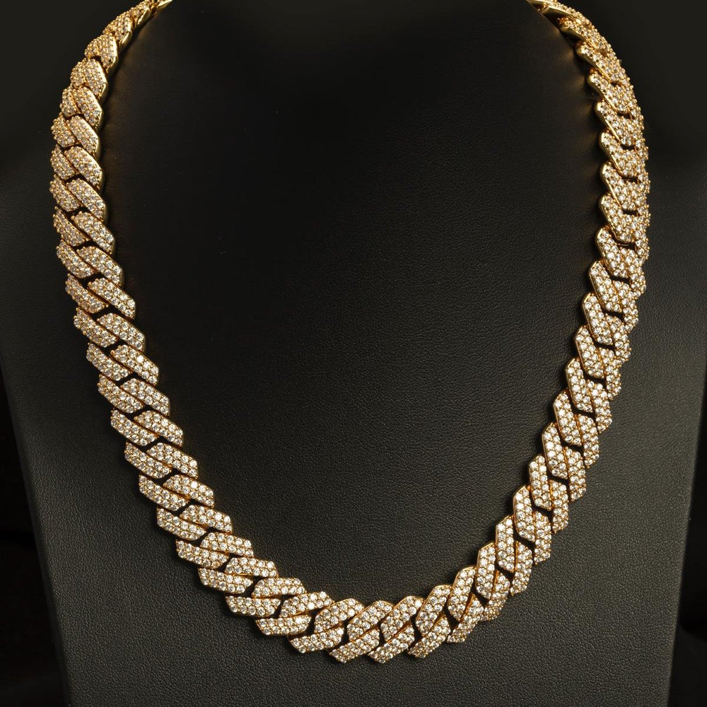 14mm Diamond Cuban Chain 18K Gold