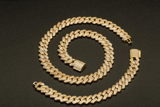 14mm Diamond Cuban Chain 18K Gold