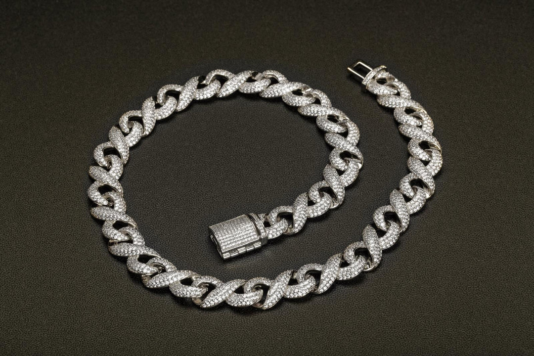 15mm Diamond Miami Cuban Chain White Gold