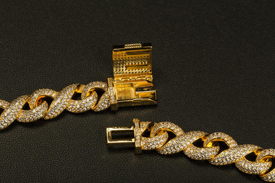 15mm Diamond Miami Cuban Chain 18k Gold