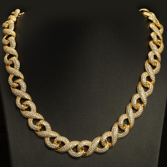 15mm Diamond Miami Cuban Chain 18k Gold