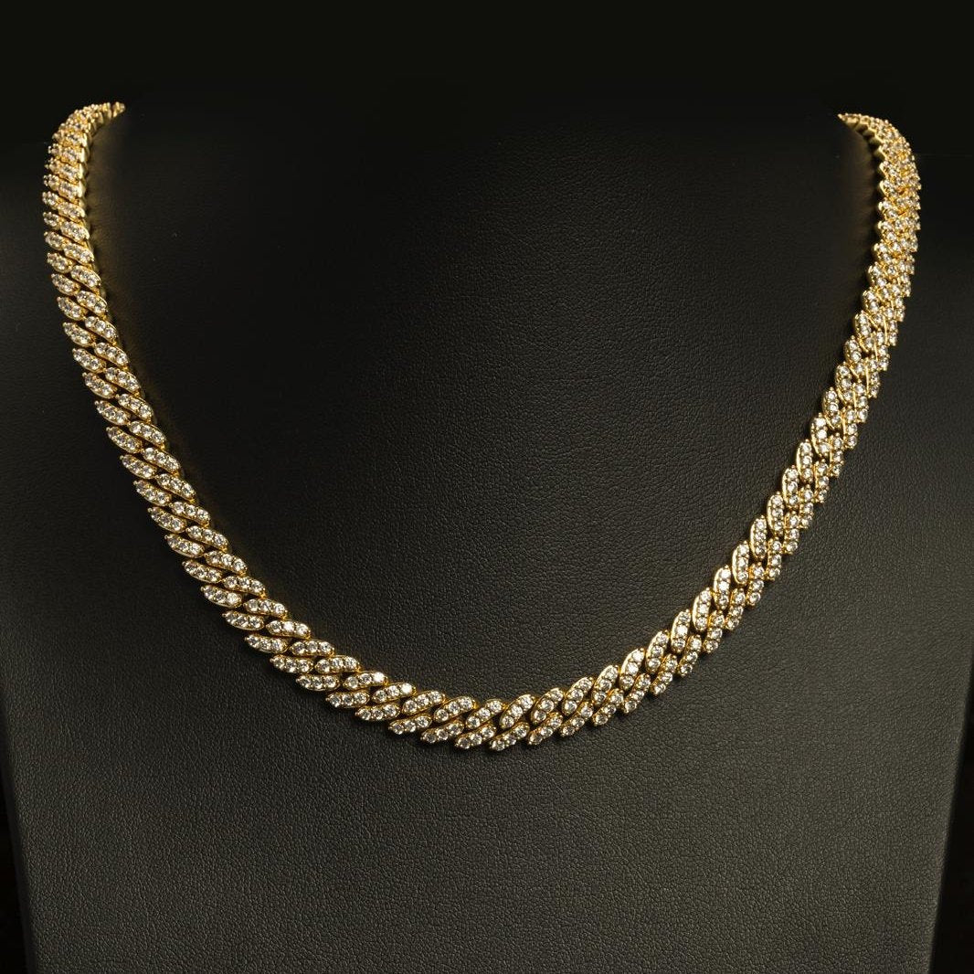 8mm Diamond Cuban Chain 18k Gold