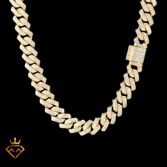 14mm Diamond Cuban Chain 18K Gold