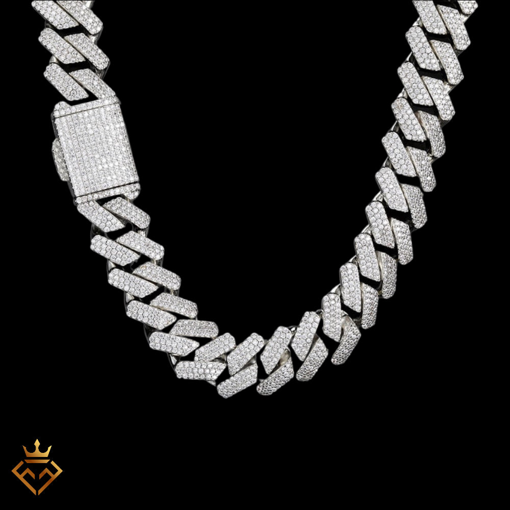 19mm Diamond Cuban Chain White Gold