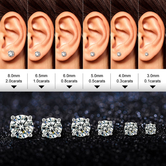Moissanite Diamond Stud Earrings 18K Gold
