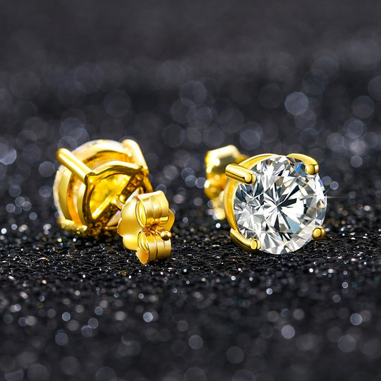 Moissanite Diamond Stud Earrings 18K Gold