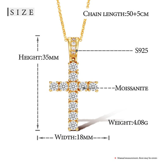 S925 Moissanite Cross Pendant