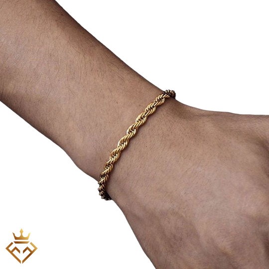 Adjustable 18K Gold Twisted Rope Bracelet