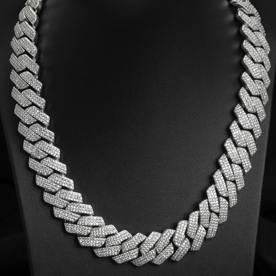 19mm White Gold Diamond Cuban Chain