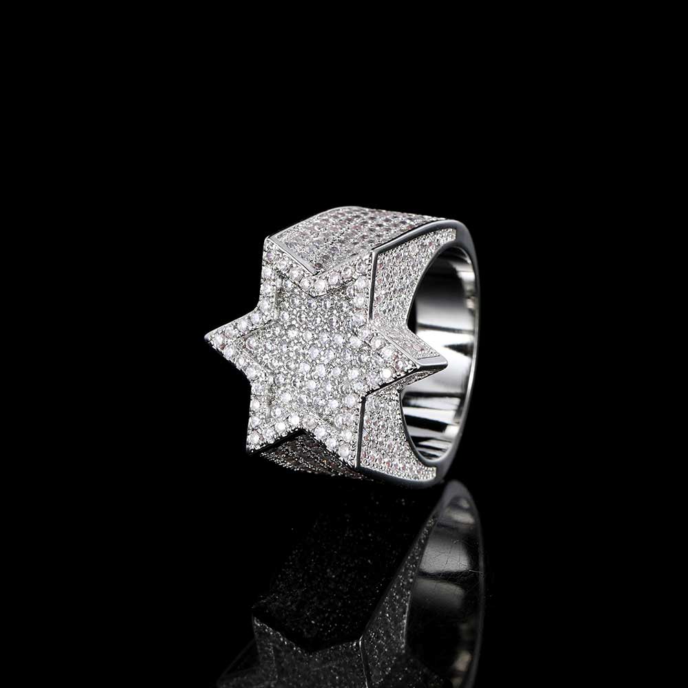 Silver Iced Star Ring
