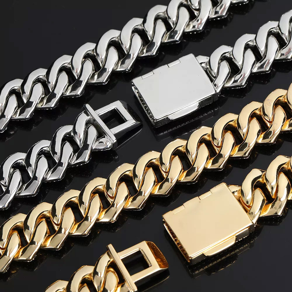 19mm Diamond Cuban Bracelet 18K Gold
