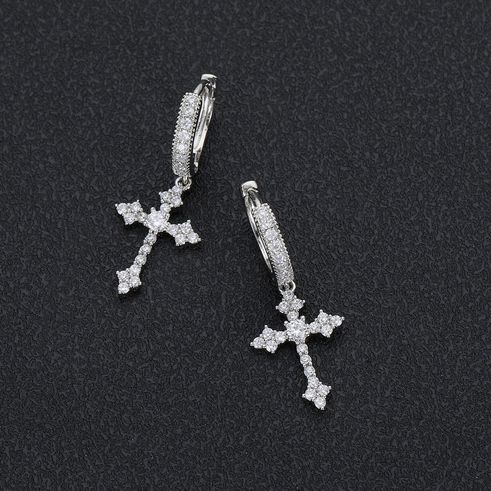 Multi Diamond White Gold Cross Hoop Earrings
Success