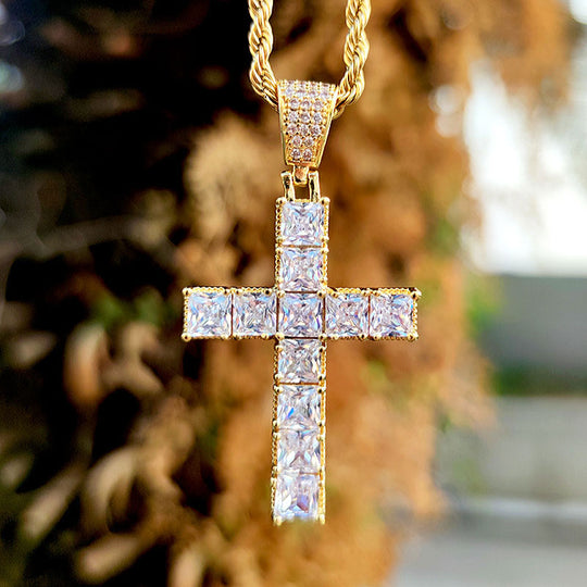 Diamond Cross Necklace 18K Gold