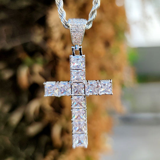 Diamond Cross Necklace White Gold