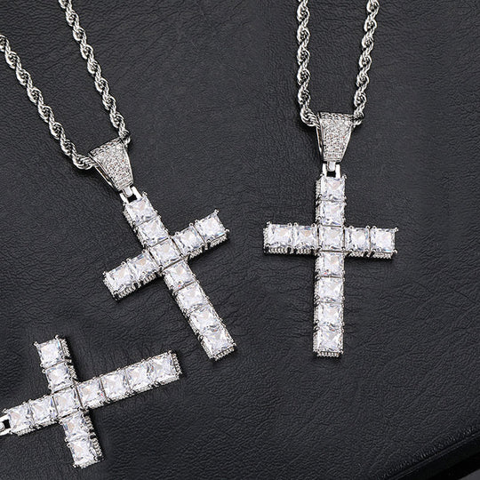 Diamond Cross Necklace White Gold