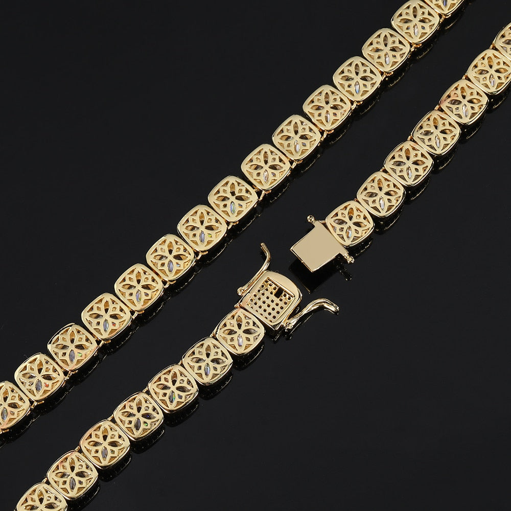 10mm Clustered Tennis Bracelet 18K Gold