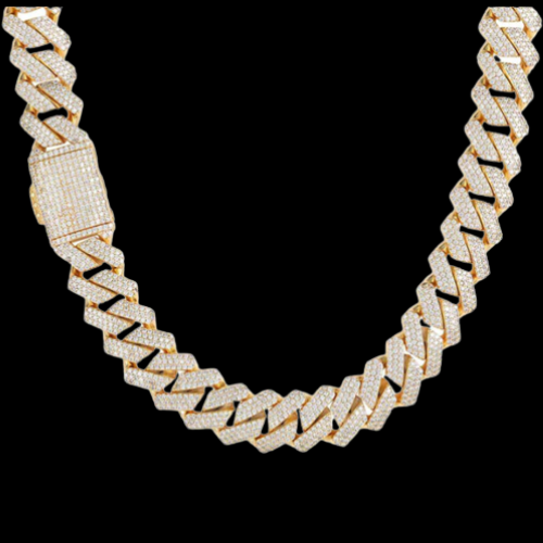 Moissanite Diamond Cuban Chain 18K Gold
